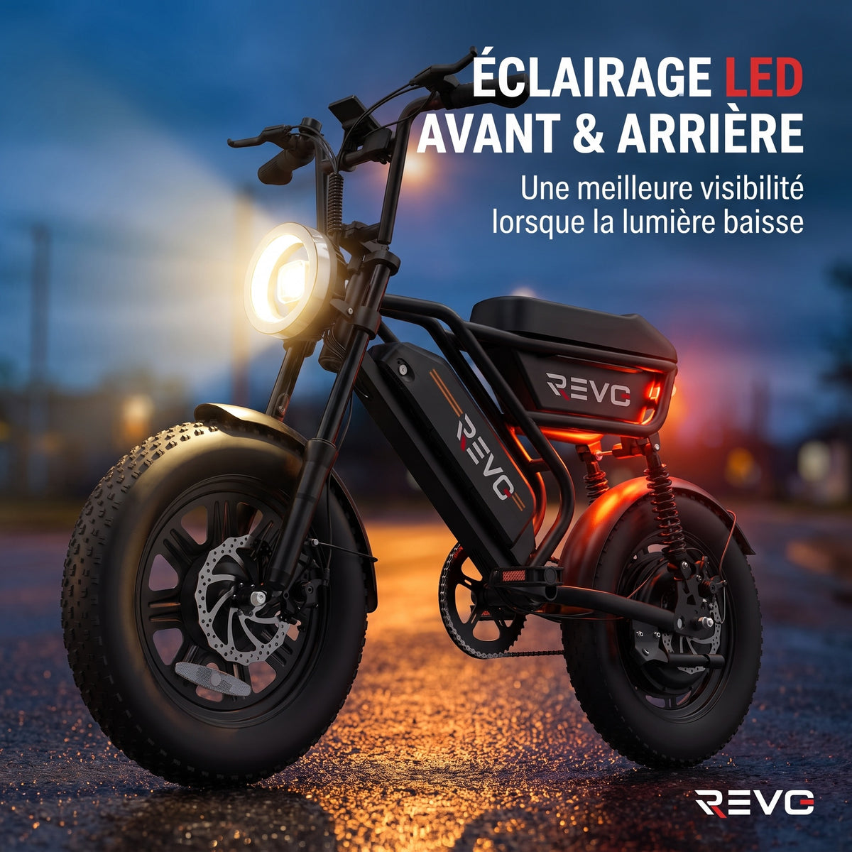 Vélo Électrique Fat Bike REVO Drifter 16 – 250 W, Batterie Amovible 48 V 13 Ah, Pneus 16 × 3.0" & Suspensions