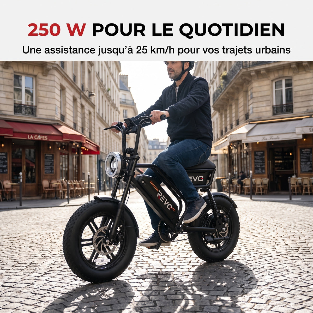 Vélo Électrique Fat Bike REVO Drifter 16 – 250 W, Batterie Amovible 48 V 13 Ah, Pneus 16 × 3.0" & Suspensions