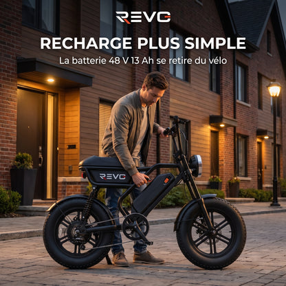Vélo Électrique Fat Bike REVO Drifter 16 – 250 W, Batterie Amovible 48 V 13 Ah, Pneus 16 × 3.0" & Suspensions