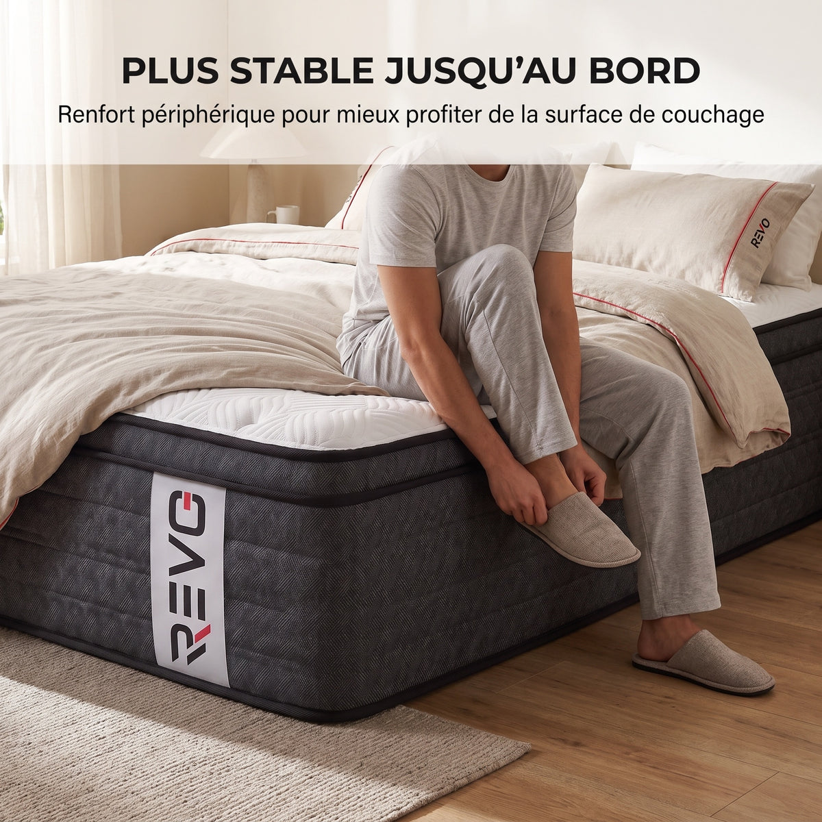 Matelas Hybride REVO Somnia 30 – 180 × 200 cm – Épaisseur 30 cm, H3 Mi-Ferme, 7 Zones, Ressorts Ensachés & Mémoire de Forme