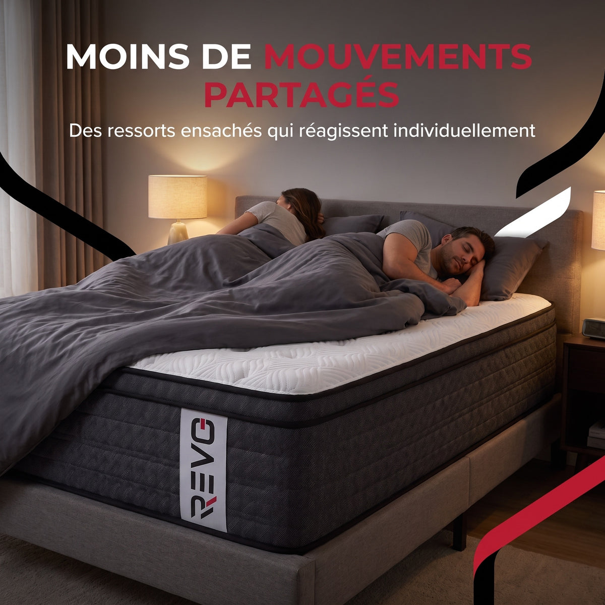 Matelas Hybride REVO Somnia 30 – 180 × 200 cm – Épaisseur 30 cm, H3 Mi-Ferme, 7 Zones, Ressorts Ensachés & Mémoire de Forme