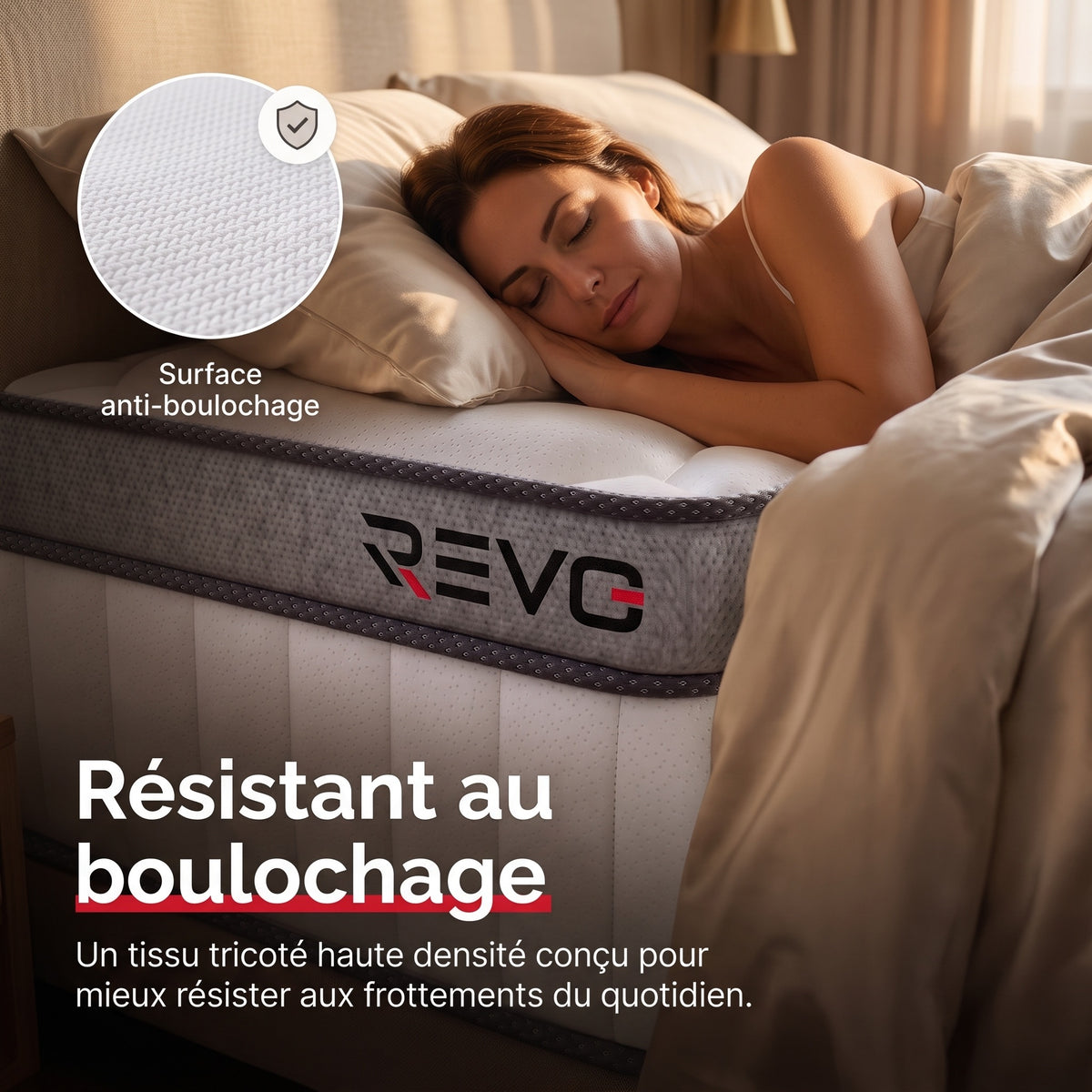 Matelas Hybride REVO Noctis 25 – 140 × 200 cm, 25 cm, Ressorts Ensachés, 7 Zones & Fermeté H3