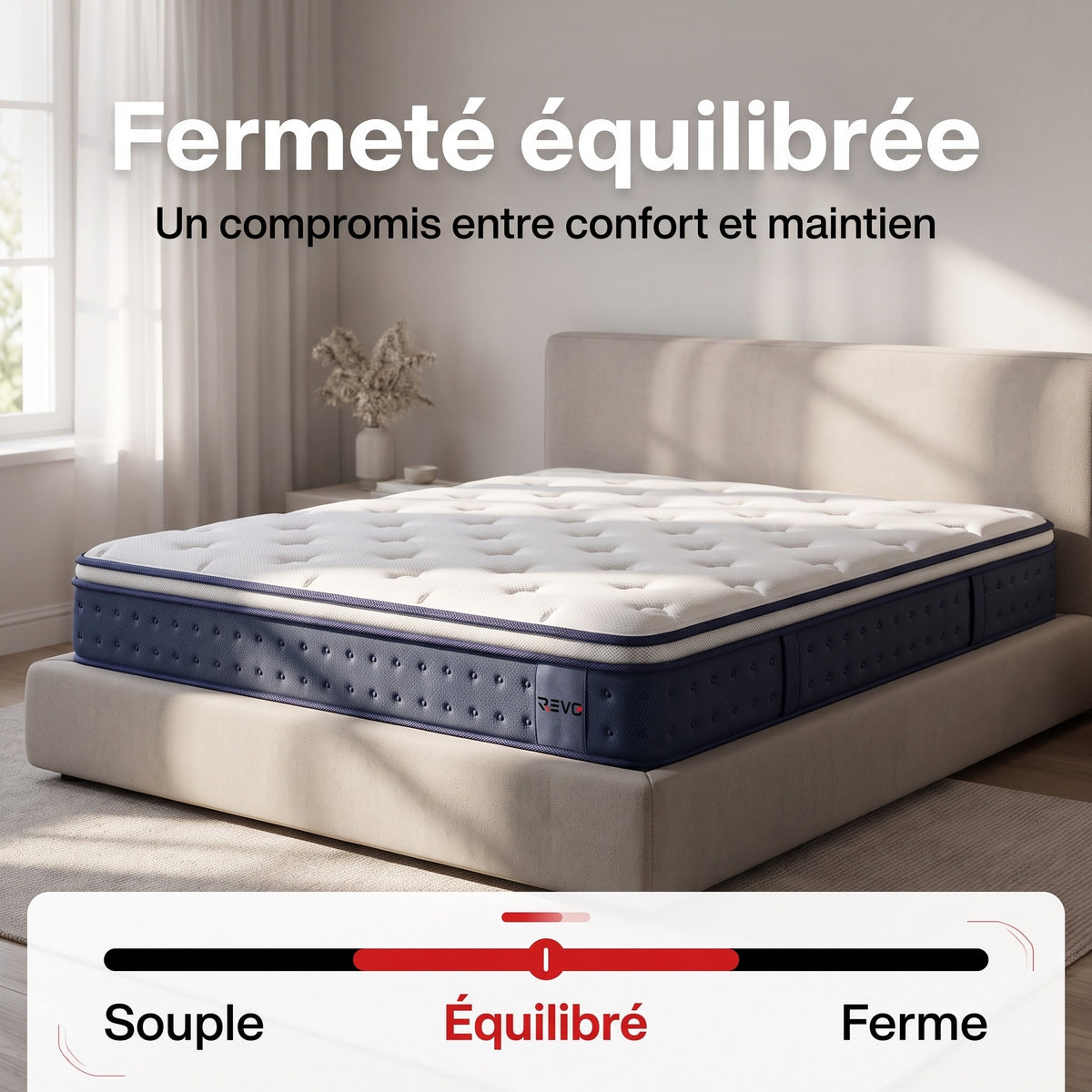 Matelas Hybride REVO Serenis 20 – 140 × 190 cm – Mousse Mémoire de Forme Gel & Ressorts Ensachés – Soutien 7 Zones