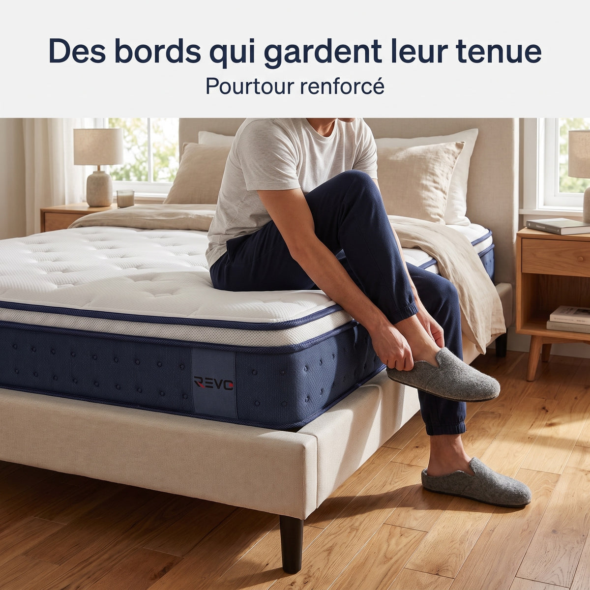 Matelas Hybride REVO Serenis 20 – 140 × 190 cm – Mousse Mémoire de Forme Gel & Ressorts Ensachés – Soutien 7 Zones