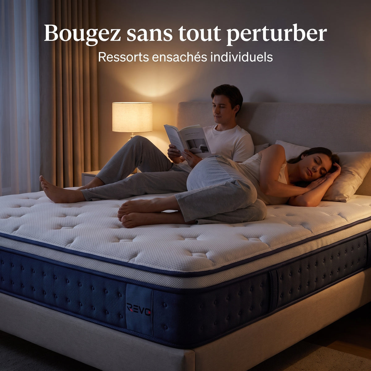 Matelas Hybride REVO Serenis 20 – 140 × 190 cm – Mousse Mémoire de Forme Gel & Ressorts Ensachés – Soutien 7 Zones