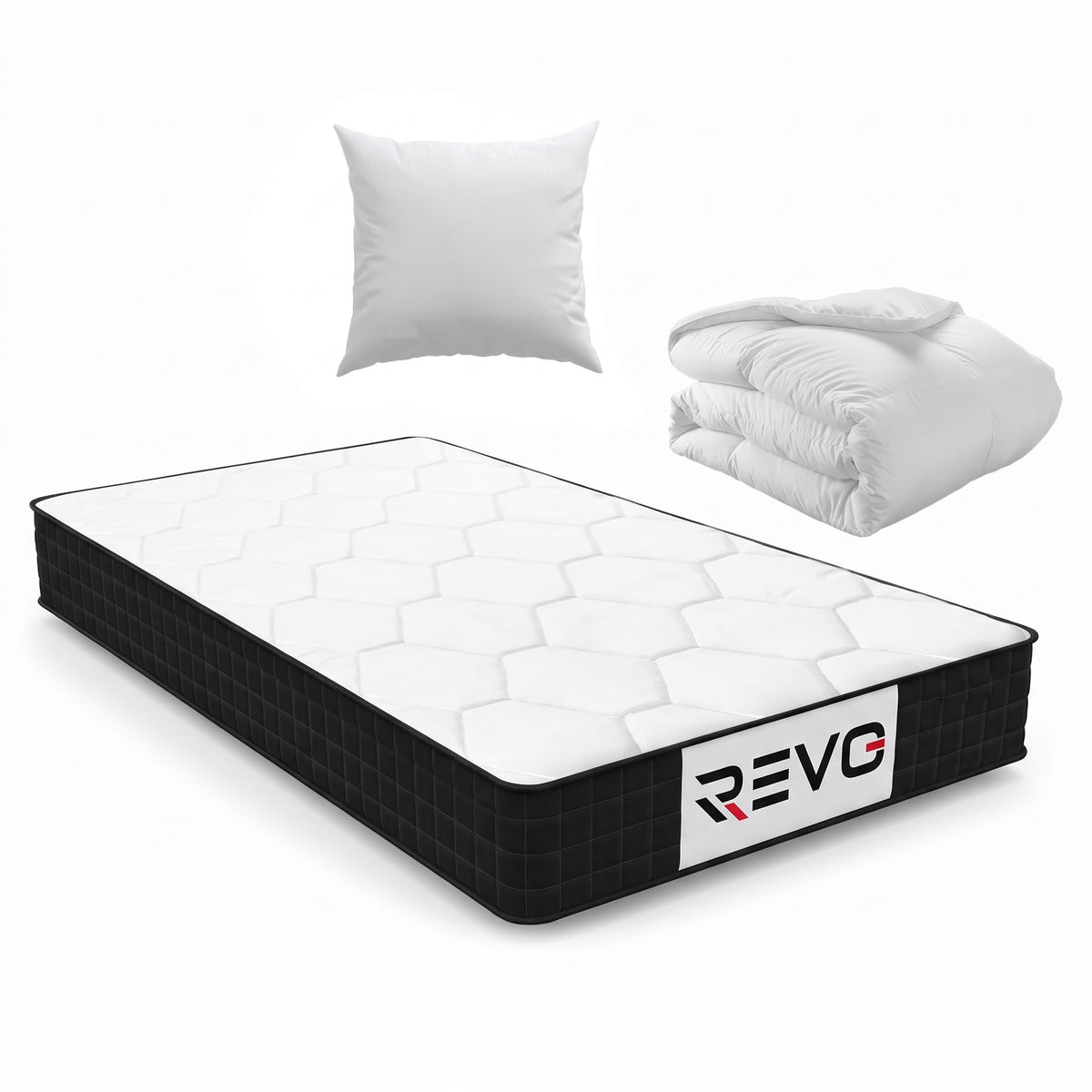 REVO Dorméa – Matelas 90 × 190 cm en Mousse à Mémoire de Forme avec Couette 140 × 200 cm & Oreiller 60 × 60 cm