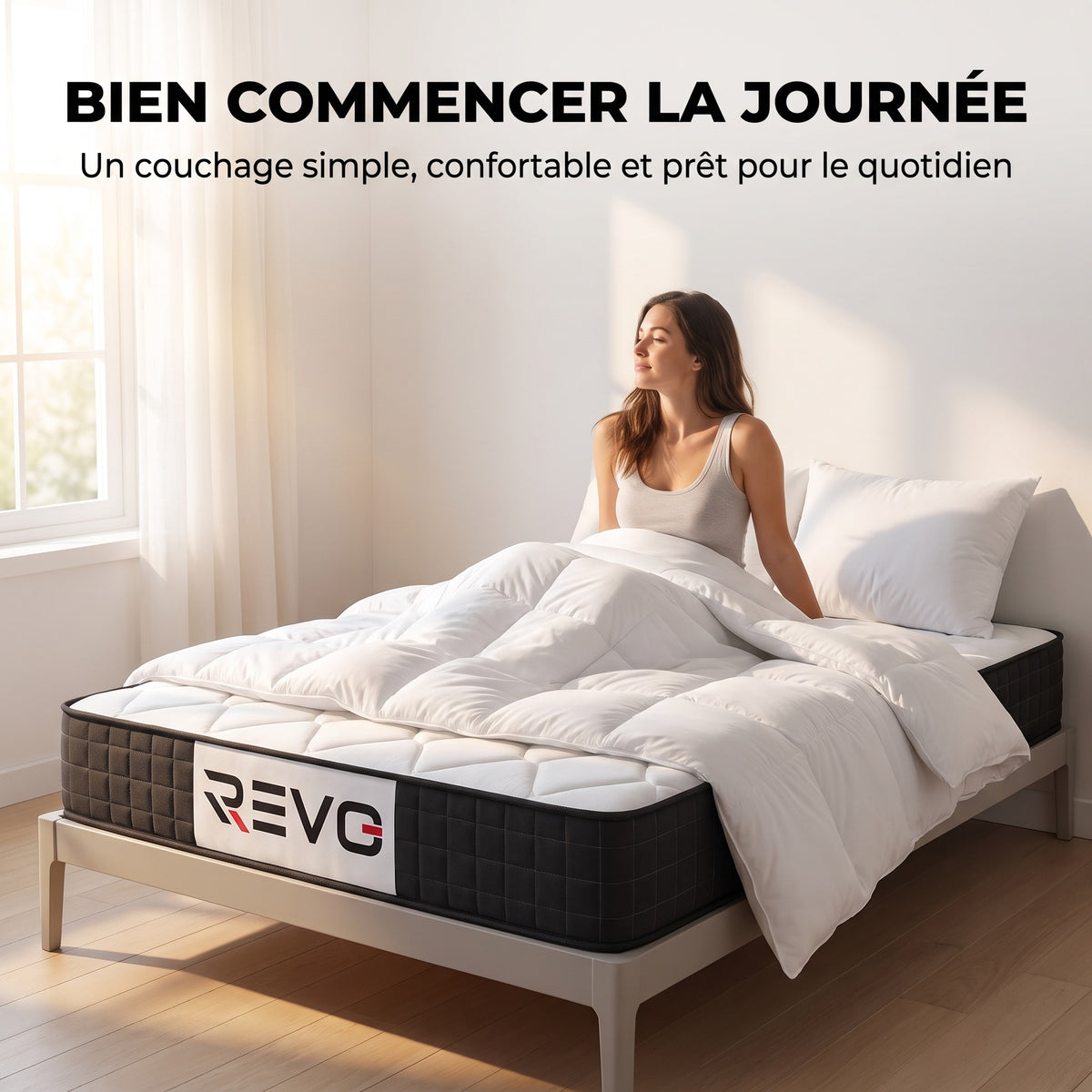 REVO Dorméa – Matelas 90 × 190 cm en Mousse à Mémoire de Forme avec Couette 140 × 200 cm & Oreiller 60 × 60 cm