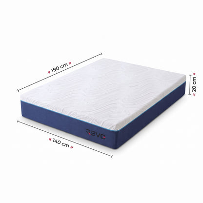 Matelas REVO Silena 20 – 140 × 190 cm – Mousse à Mémoire de Forme – 7 Zones de Confort – Réversible