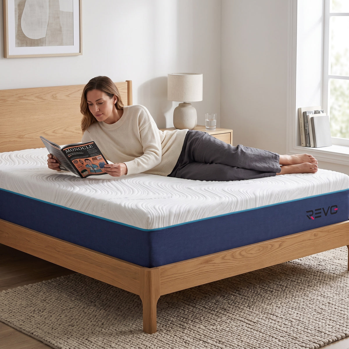 Matelas REVO Silena 20 – 140 × 190 cm – Mousse à Mémoire de Forme – 7 Zones de Confort – Réversible