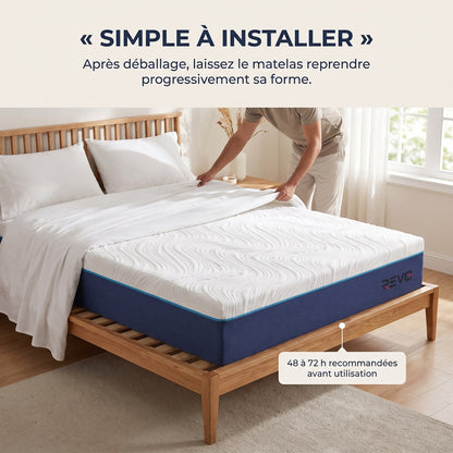 Matelas REVO Silena 20 – 140 × 190 cm – Mousse à Mémoire de Forme – 7 Zones de Confort – Réversible