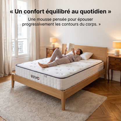 Matelas REVO Nuvéa 22 – 90 × 190 cm – Mousse à Mémoire de Forme – 22 cm – Réversible & Respirant