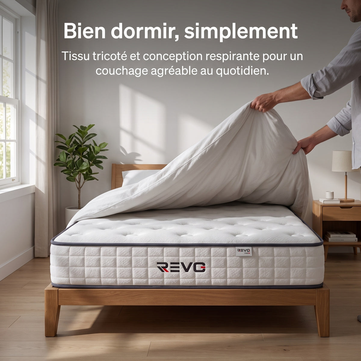 Matelas REVO Nuvéa 22 – 90 × 190 cm – Mousse à Mémoire de Forme – 22 cm – Réversible & Respirant