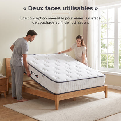 Matelas REVO Nuvéa 22 – 90 × 190 cm – Mousse à Mémoire de Forme – 22 cm – Réversible & Respirant