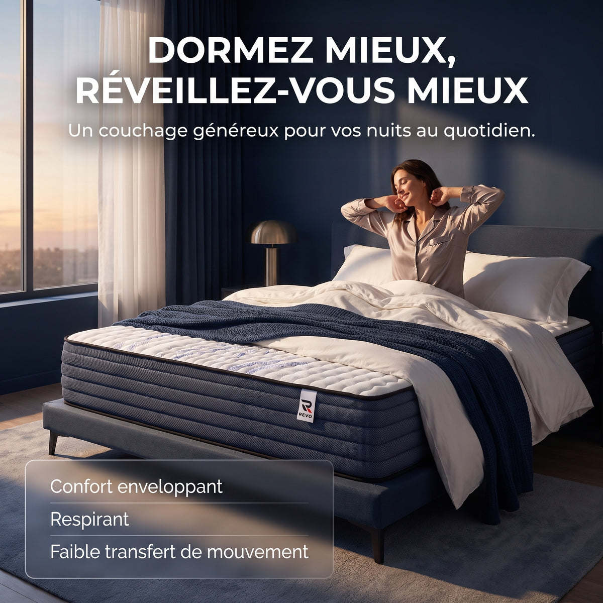 Matelas REVO Altessa 30 – 160 × 200 cm – Épaisseur 30 cm – Mousse à Mémoire de Forme & Latex – Réversible