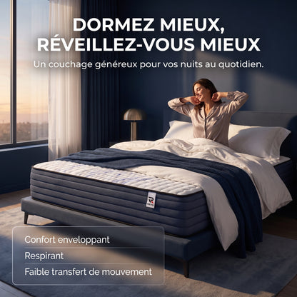 Matelas REVO Altessa 30 – 160 × 200 cm – Épaisseur 30 cm – Mousse à Mémoire de Forme & Latex – Réversible
