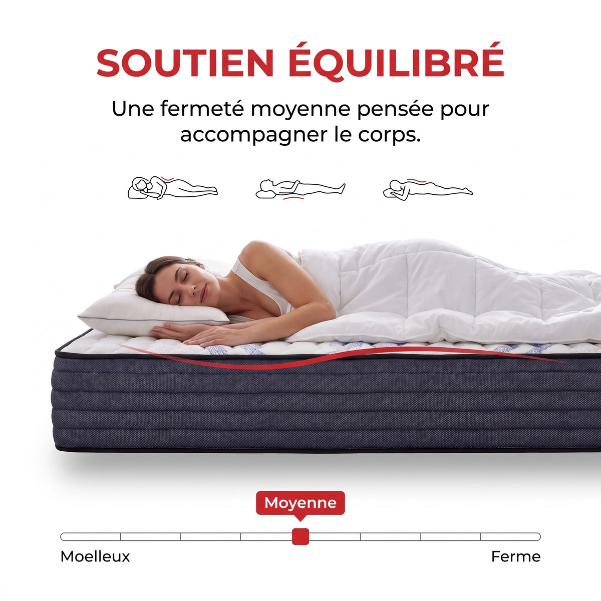 Matelas REVO Altessa 30 – 160 × 200 cm – Épaisseur 30 cm – Mousse à Mémoire de Forme & Latex – Réversible
