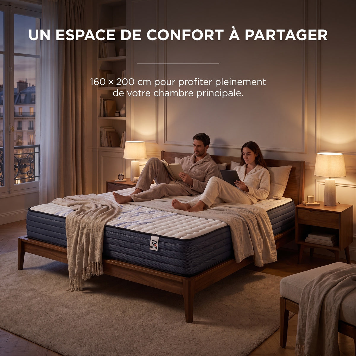 Matelas REVO Altessa 30 – 160 × 200 cm – Épaisseur 30 cm – Mousse à Mémoire de Forme & Latex – Réversible