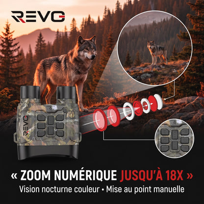 Jumelles Vision Nocturne REVO Lynx 600 – 4K UHD, Photos 112 MP, Portée IR jusqu’à 600 m & Zoom Numérique 18x