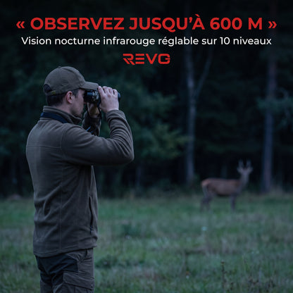 Jumelles Vision Nocturne REVO Lynx 600 – 4K UHD, Photos 112 MP, Portée IR jusqu’à 600 m & Zoom Numérique 18x