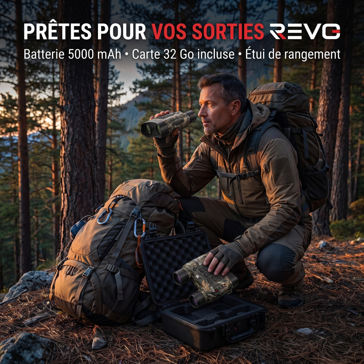 Jumelles Vision Nocturne REVO Lynx 600 – 4K UHD, Photos 112 MP, Portée IR jusqu’à 600 m & Zoom Numérique 18x