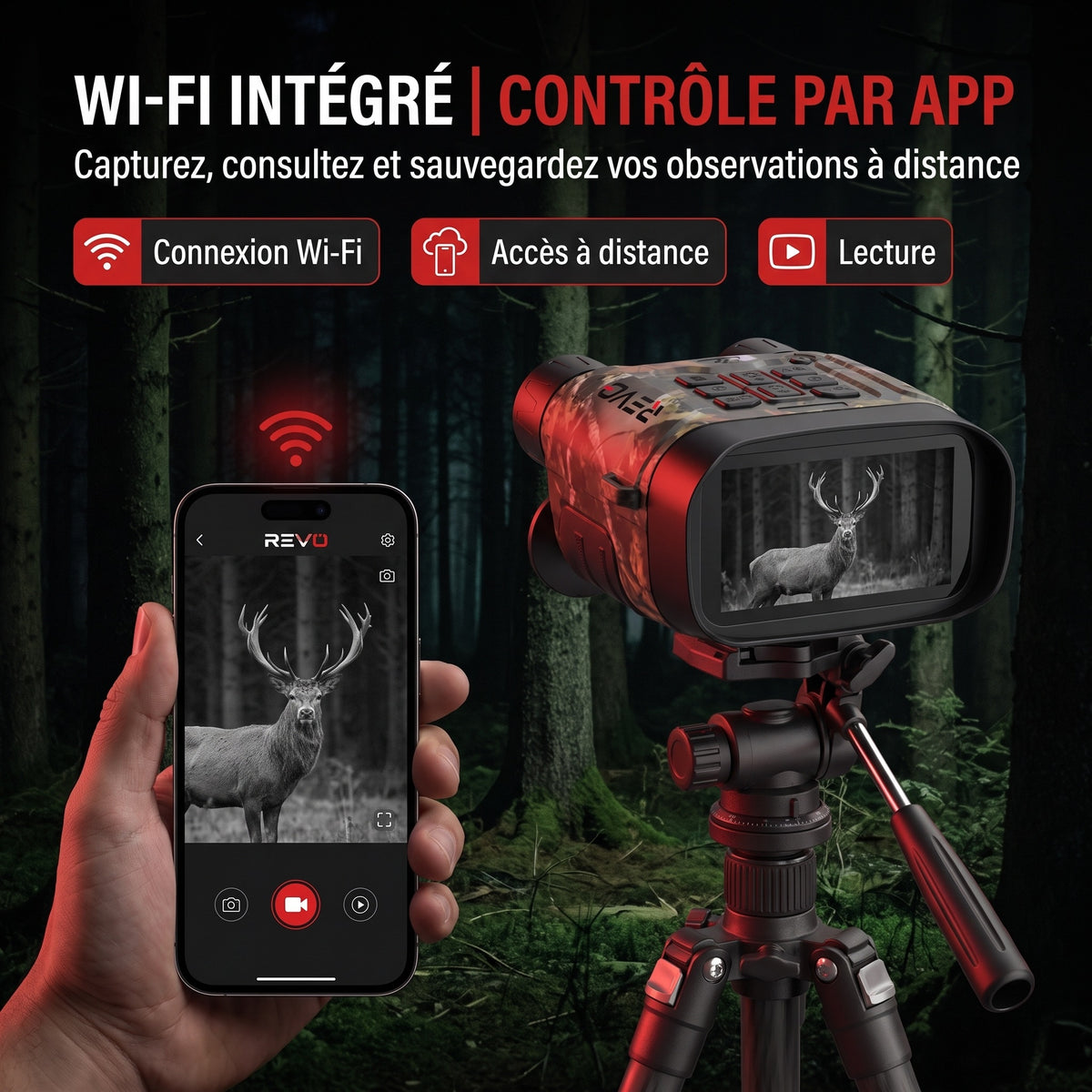 Jumelles Vision Nocturne REVO Lynx 600 – 4K UHD, Photos 112 MP, Portée IR jusqu’à 600 m & Zoom Numérique 18x