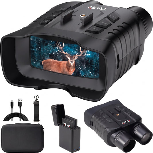Jumelles de Vision Nocturne REVO Noctis 500 – Couleur & Infrarouge, Vidéo 4K, Zoom 16×, Portée jusqu’à 500 m