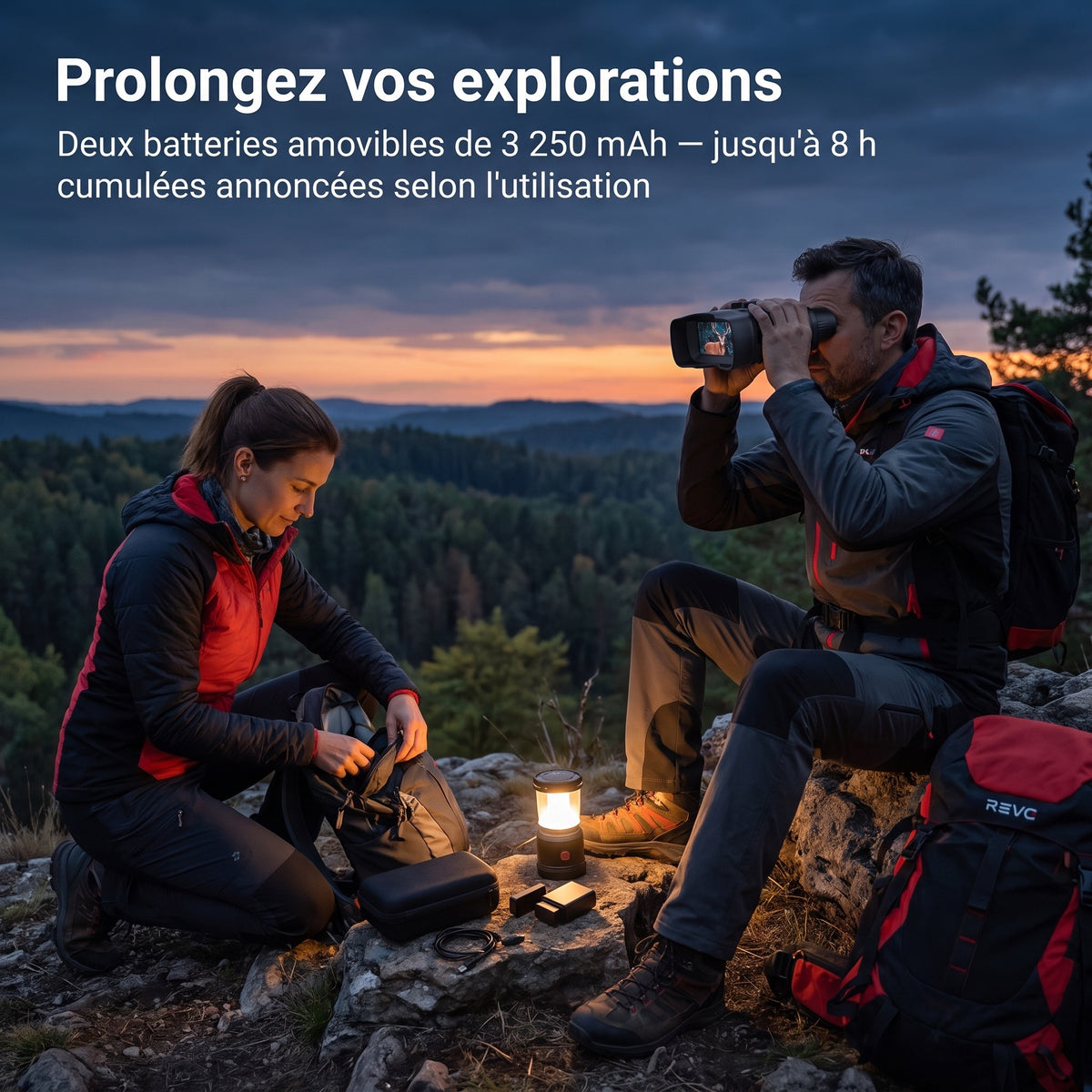 Jumelles de Vision Nocturne REVO Noctis 500 – Couleur & Infrarouge, Vidéo 4K, Zoom 16×, Portée jusqu’à 500 m