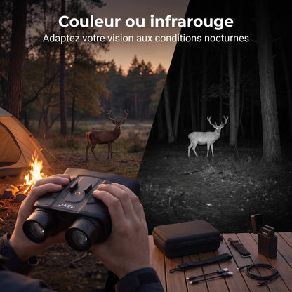 Jumelles de Vision Nocturne REVO Noctis 500 – Couleur & Infrarouge, Vidéo 4K, Zoom 16×, Portée jusqu’à 500 m