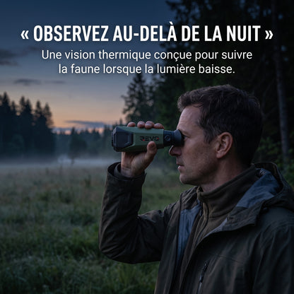 Monoculaire Thermique REVO Thermis 410 – Résolution IR 256 × 192, Détection jusqu’à 410 m, Zoom 8× & IP67