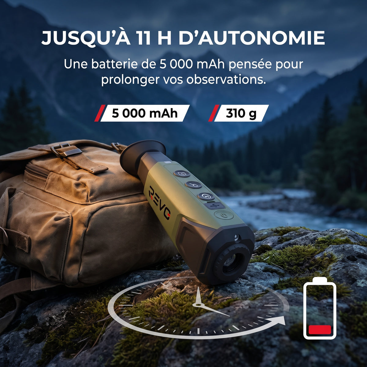 Monoculaire Thermique REVO Thermis 410 – Résolution IR 256 × 192, Détection jusqu’à 410 m, Zoom 8× & IP67