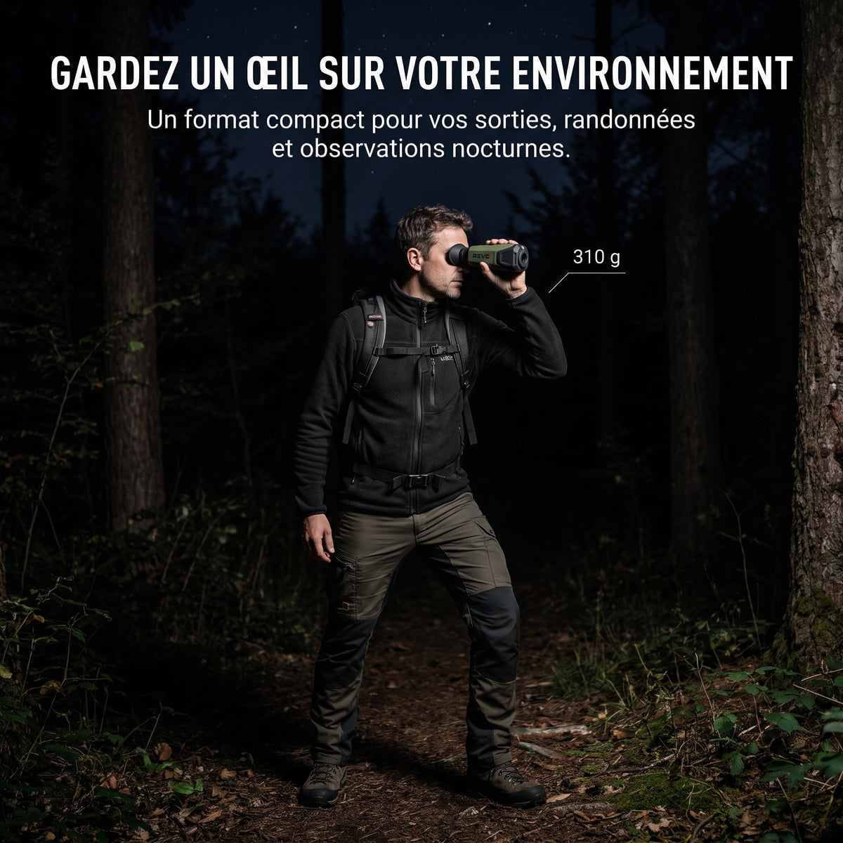 Monoculaire Thermique REVO Thermis 410 – Résolution IR 256 × 192, Détection jusqu’à 410 m, Zoom 8× & IP67