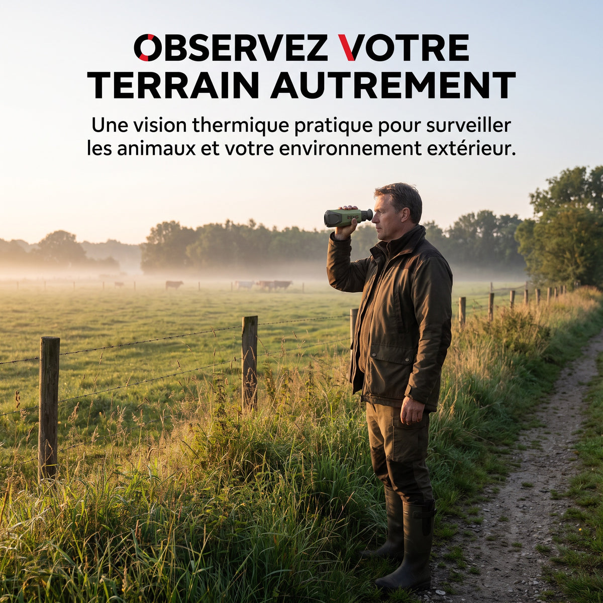Monoculaire Thermique REVO Thermis 410 – Résolution IR 256 × 192, Détection jusqu’à 410 m, Zoom 8× & IP67
