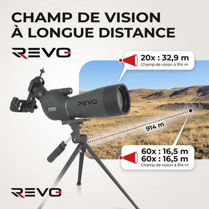 Longue-Vue REVO Falcon 80 – Zoom 20–60x, Objectif 80 mm, Prisme BAK4 & Optique FMC HD