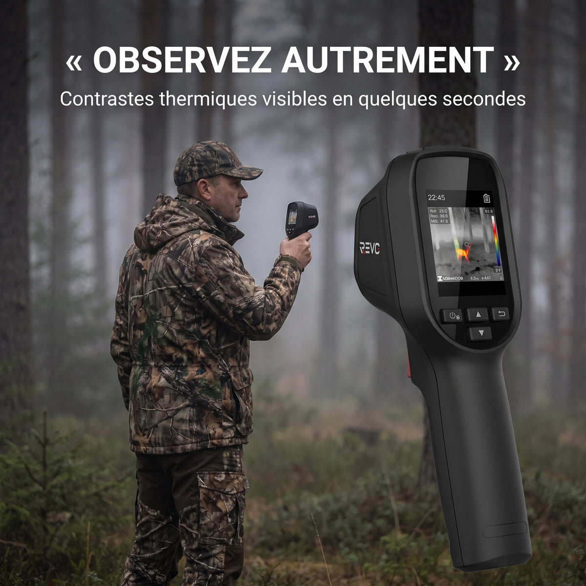 Caméra Thermique REVO HeatScan 550 – Imagerie 240 × 240, Mesure −20 à 550 °C & Détection Thermique 25 Hz