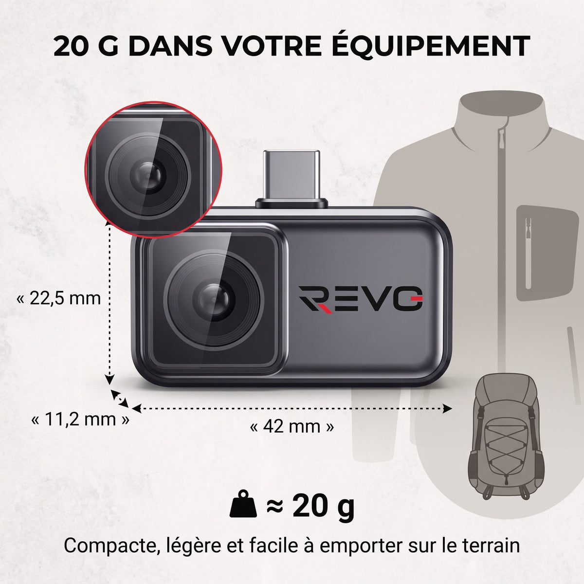 Caméra Thermique Smartphone REVO WildScan 256 – 256 × 192, 25 Hz – Chasse, Observation & Plein Air