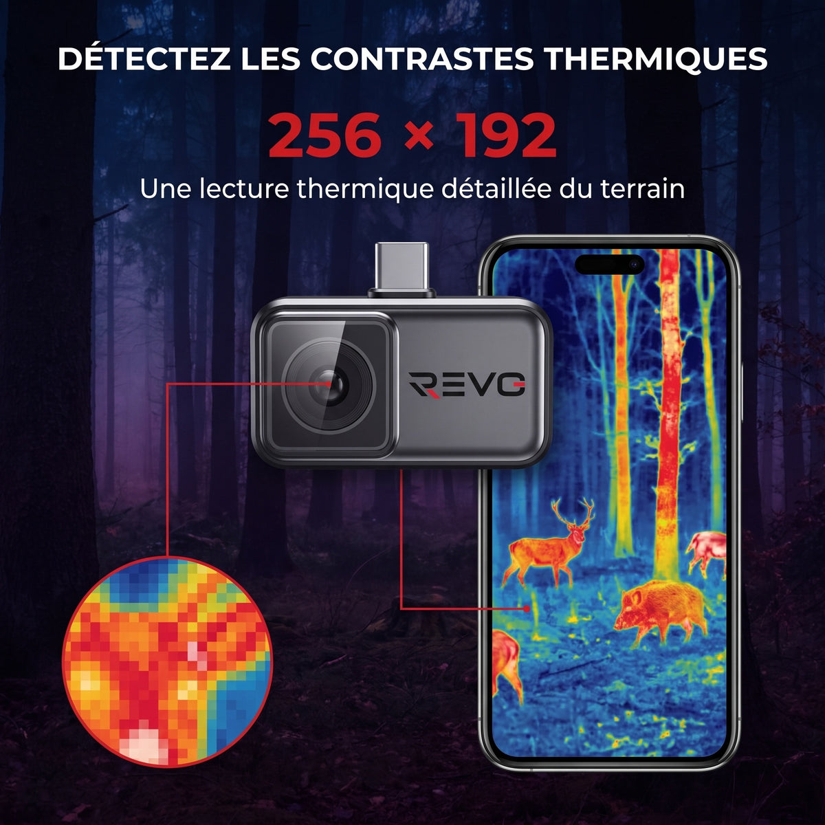 Caméra Thermique Smartphone REVO WildScan 256 – 256 × 192, 25 Hz – Chasse, Observation & Plein Air