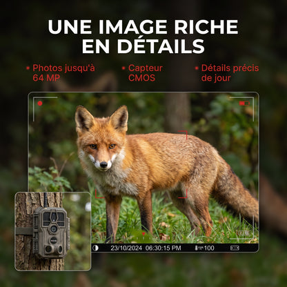 Caméra de Chasse REVO Noctra 64 – 64 MP, Vidéo 1296p, Wi-Fi, Vision Nocturne 30 m, Batterie 8 000 mAh & Mémoire 32 Go