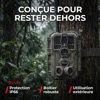 Caméra de Chasse REVO Noctra 64 – 64 MP, Vidéo 1296p, Wi-Fi, Vision Nocturne 30 m, Batterie 8 000 mAh & Mémoire 32 Go