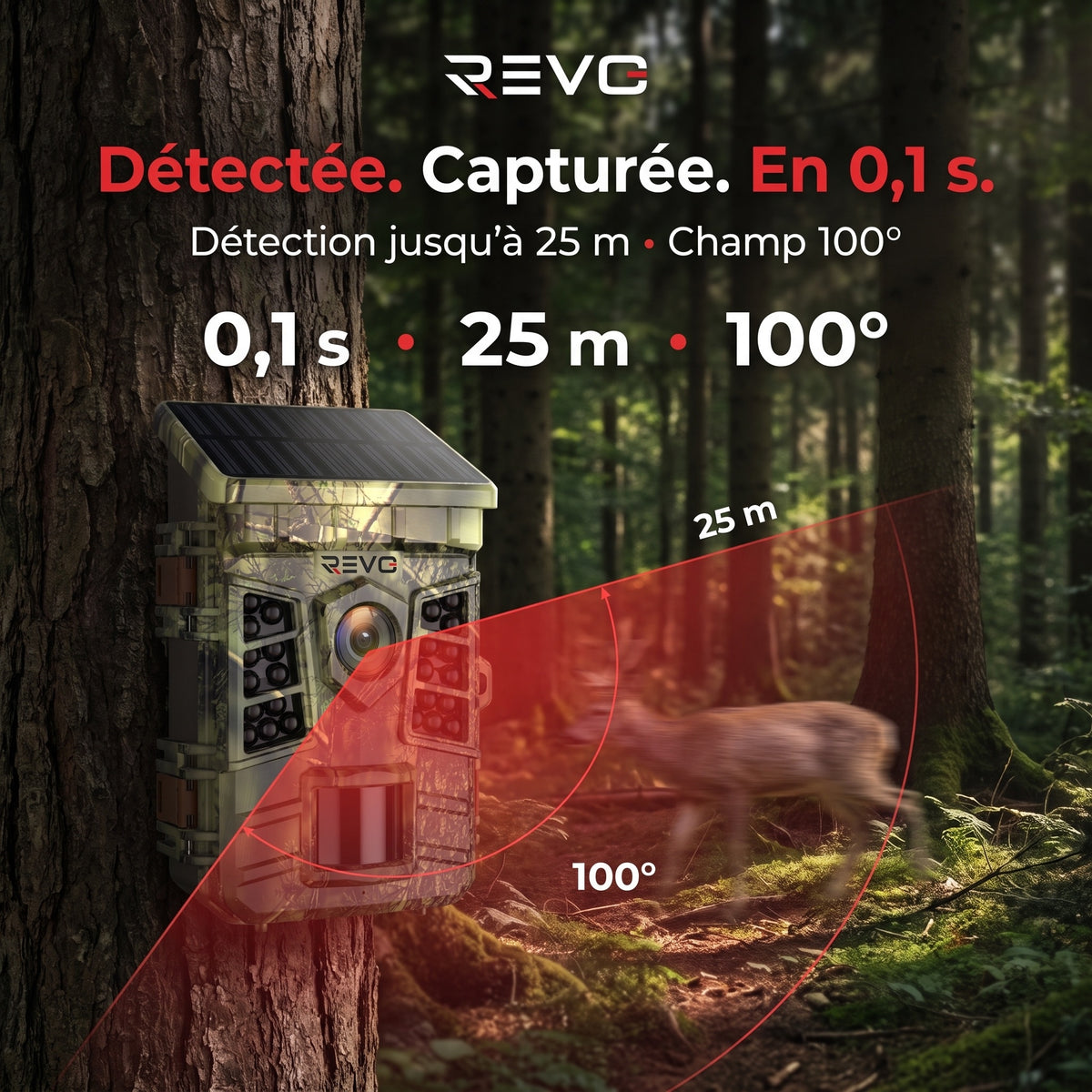 Caméra de Chasse Solaire REVO Faunex 60 – 60 MP, Vidéo 4K, Wi-Fi, Déclenchement 0,1 s & Vision Nocturne IP66