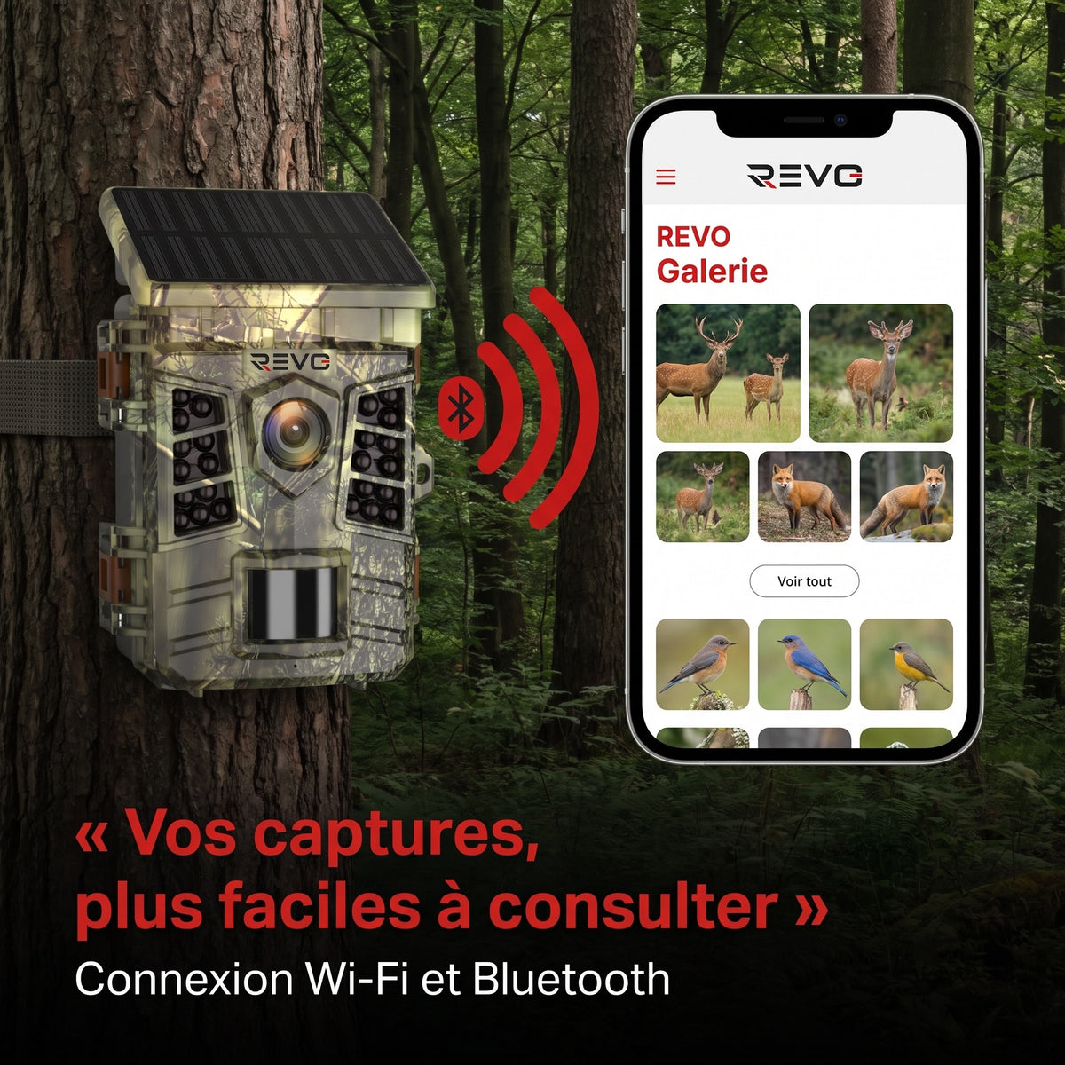 Caméra de Chasse Solaire REVO Faunex 60 – 60 MP, Vidéo 4K, Wi-Fi, Déclenchement 0,1 s & Vision Nocturne IP66