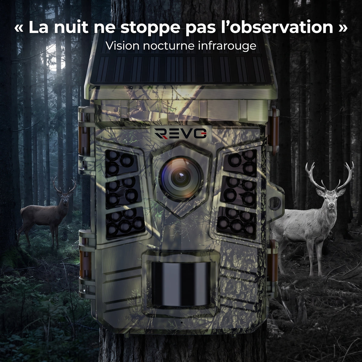 Caméra de Chasse Solaire REVO Faunex 60 – 60 MP, Vidéo 4K, Wi-Fi, Déclenchement 0,1 s & Vision Nocturne IP66