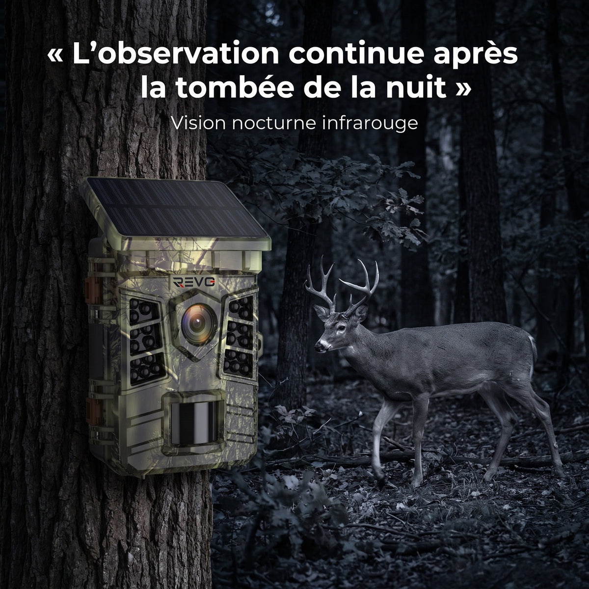 Caméra de Chasse Solaire REVO Faunex 60 – 60 MP, Vidéo 4K, Wi-Fi, Déclenchement 0,1 s & Vision Nocturne IP66