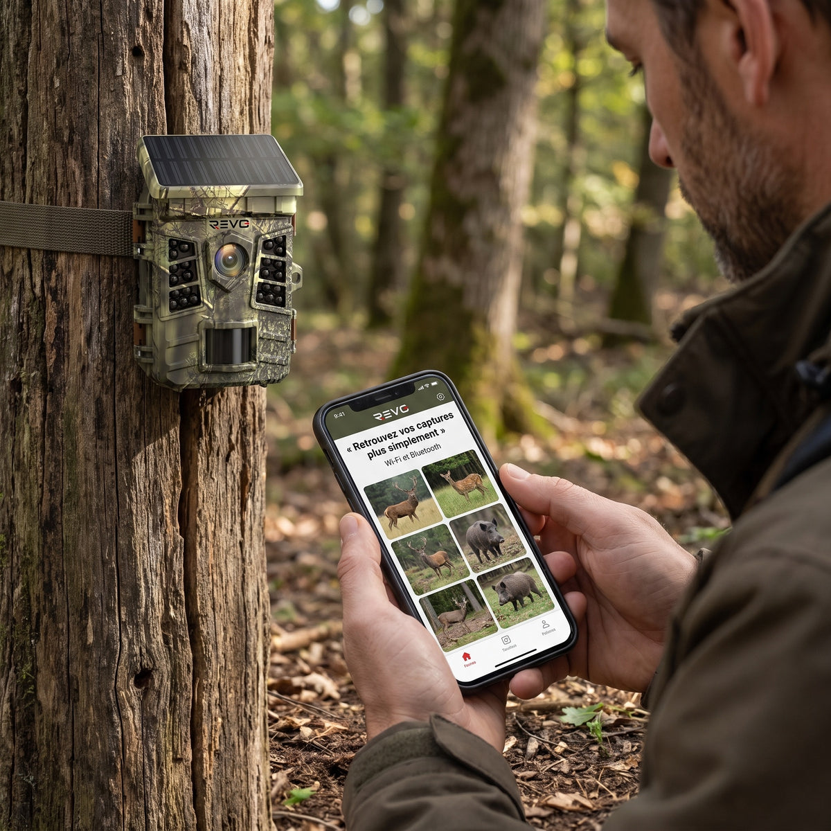 Caméra de Chasse Solaire REVO Faunex 60 – 60 MP, Vidéo 4K, Wi-Fi, Déclenchement 0,1 s & Vision Nocturne IP66