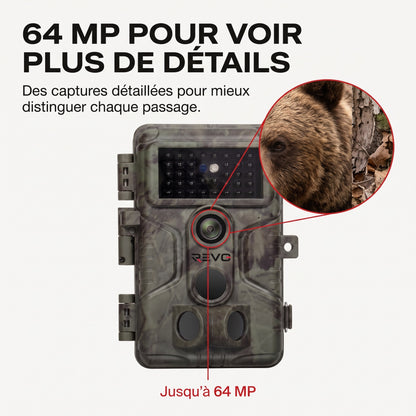 Caméra de Chasse REVO Sylvan 64 – 64 MP, Vidéo 1296P, Déclenchement 0,1 s & Vision Nocturne 30 m