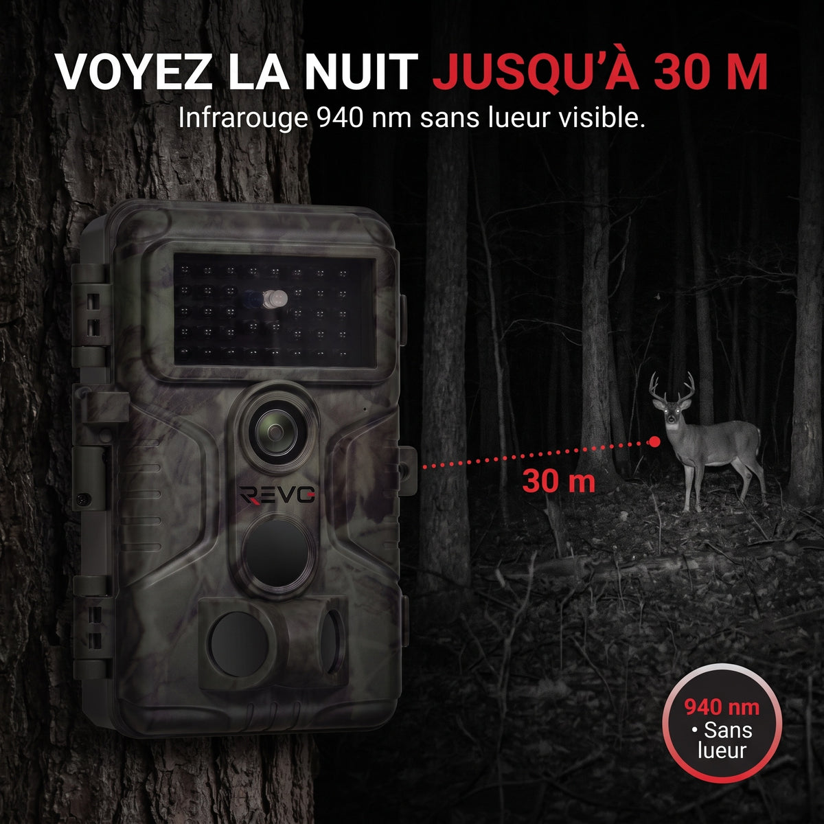 Caméra de Chasse REVO Sylvan 64 – 64 MP, Vidéo 1296P, Déclenchement 0,1 s & Vision Nocturne 30 m