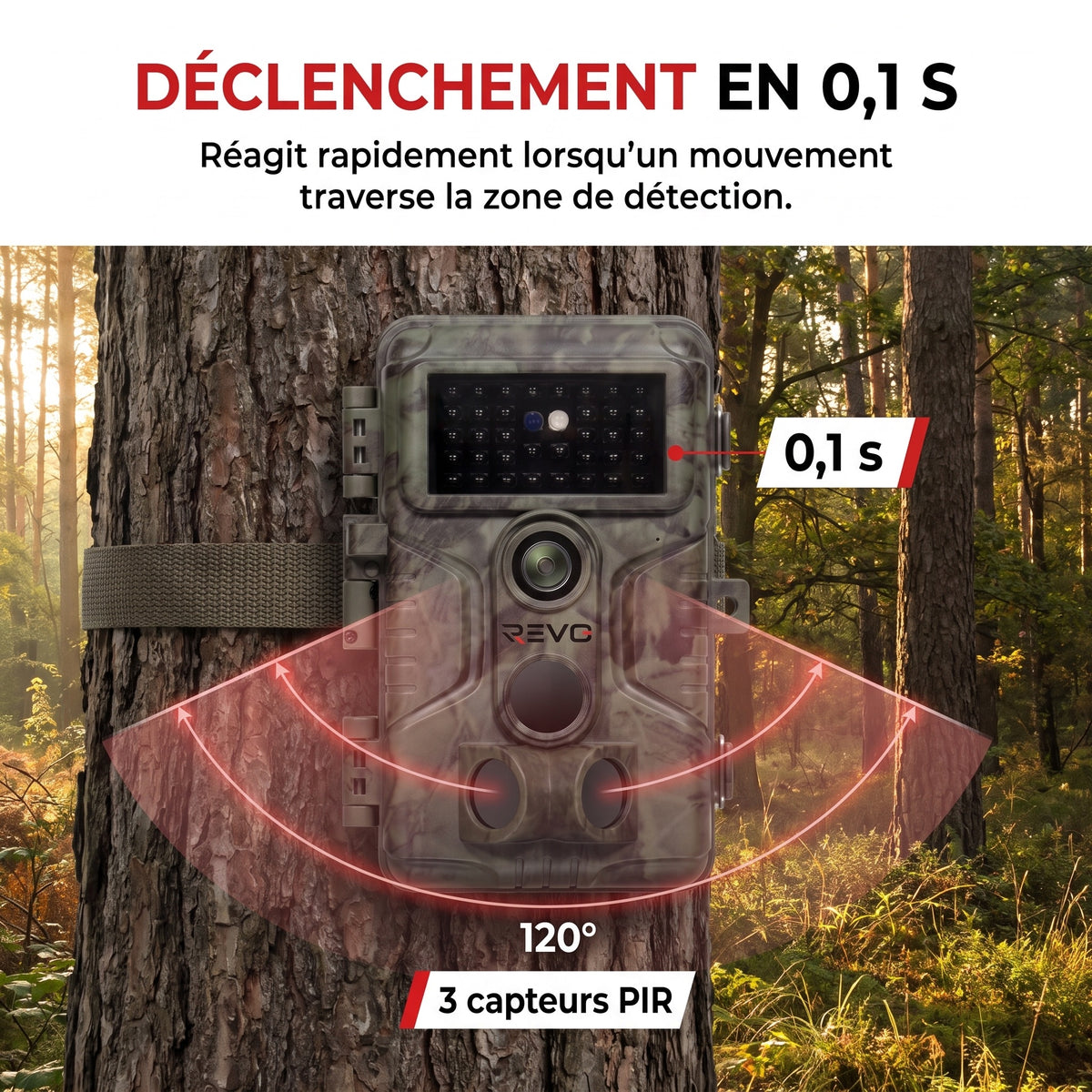 Caméra de Chasse REVO Sylvan 64 – 64 MP, Vidéo 1296P, Déclenchement 0,1 s & Vision Nocturne 30 m