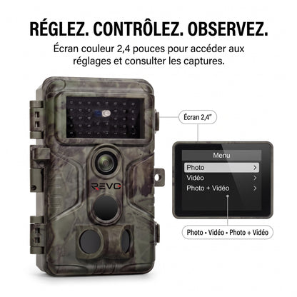 Caméra de Chasse REVO Sylvan 64 – 64 MP, Vidéo 1296P, Déclenchement 0,1 s & Vision Nocturne 30 m