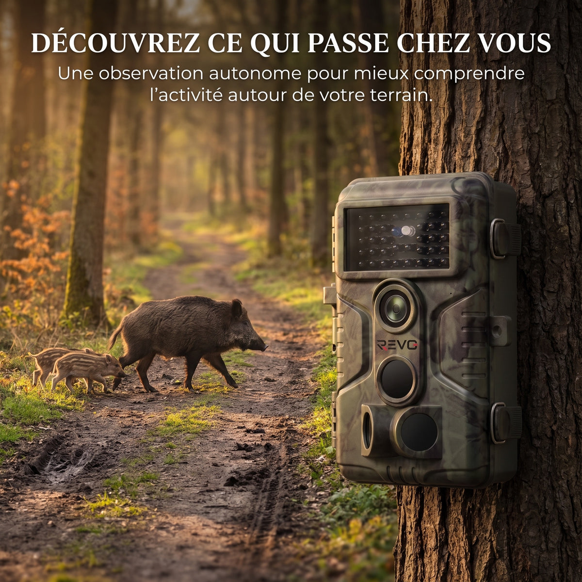 Caméra de Chasse REVO Sylvan 64 – 64 MP, Vidéo 1296P, Déclenchement 0,1 s & Vision Nocturne 30 m