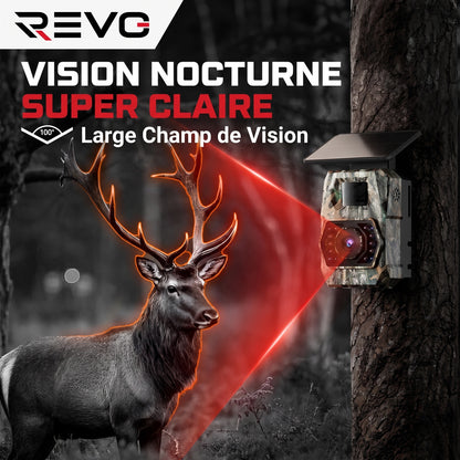 Caméra de Chasse Solaire REVO Ranger 60 – 60 MP 4K, Vision Nocturne 20 m, Batterie 5 200 mAh & Connexion Smartphone