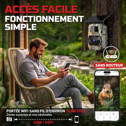 Caméra de Chasse Solaire REVO Ranger 60 – 60 MP 4K, Vision Nocturne 20 m, Batterie 5 200 mAh & Connexion Smartphone